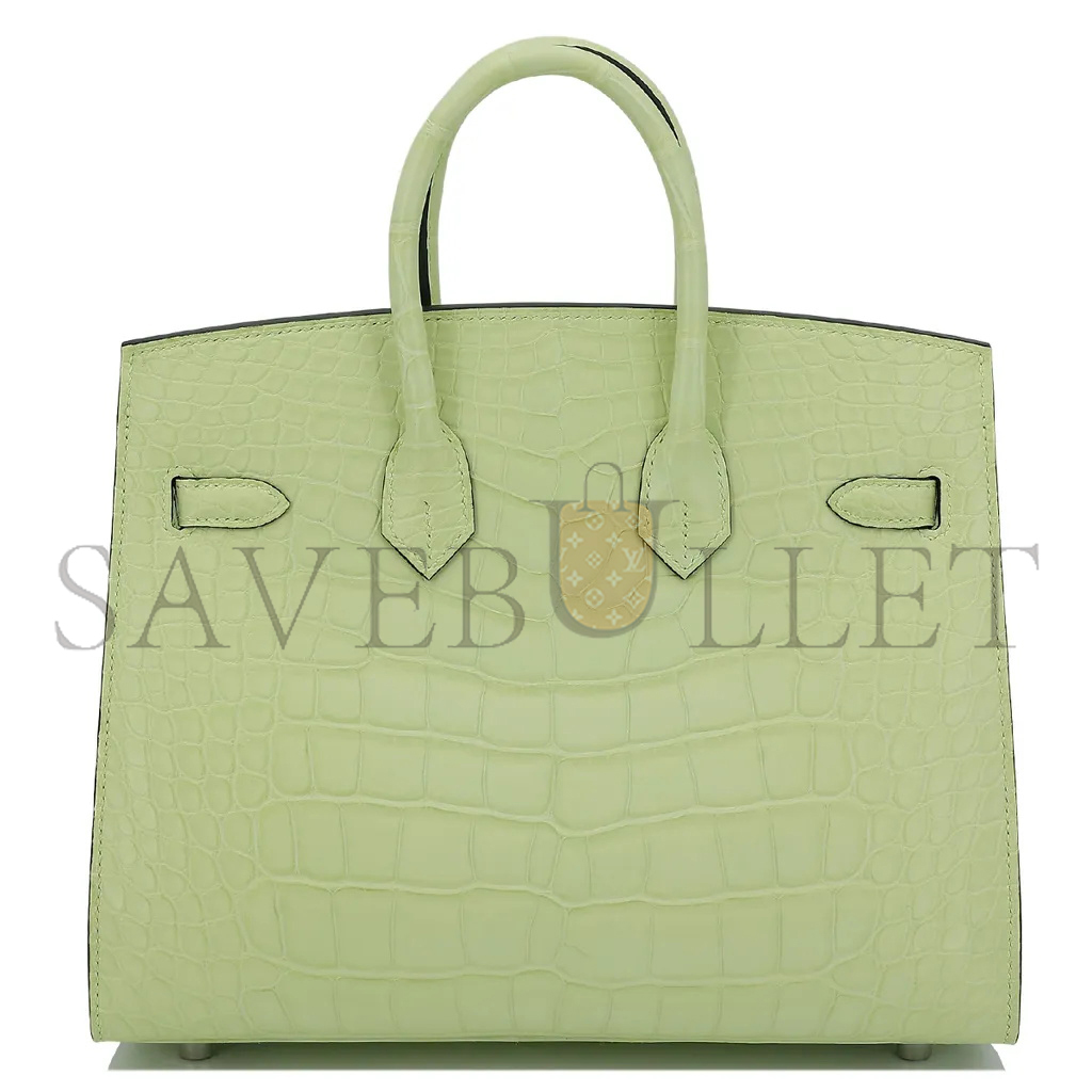 HERMÈS MASTER BIRKIN 25 CROCODILE LEATHER SPROUT GREEN SILVER BUCKLE H041354CKP2 (25*20*13cm)